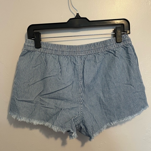 Aerie Pinstriped Blue and White Cotton Shorts - Picture 6 of 8